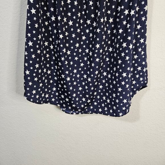 Blush navy blue with white stars pattern short sleeve midi dress - Picture 5 of 7